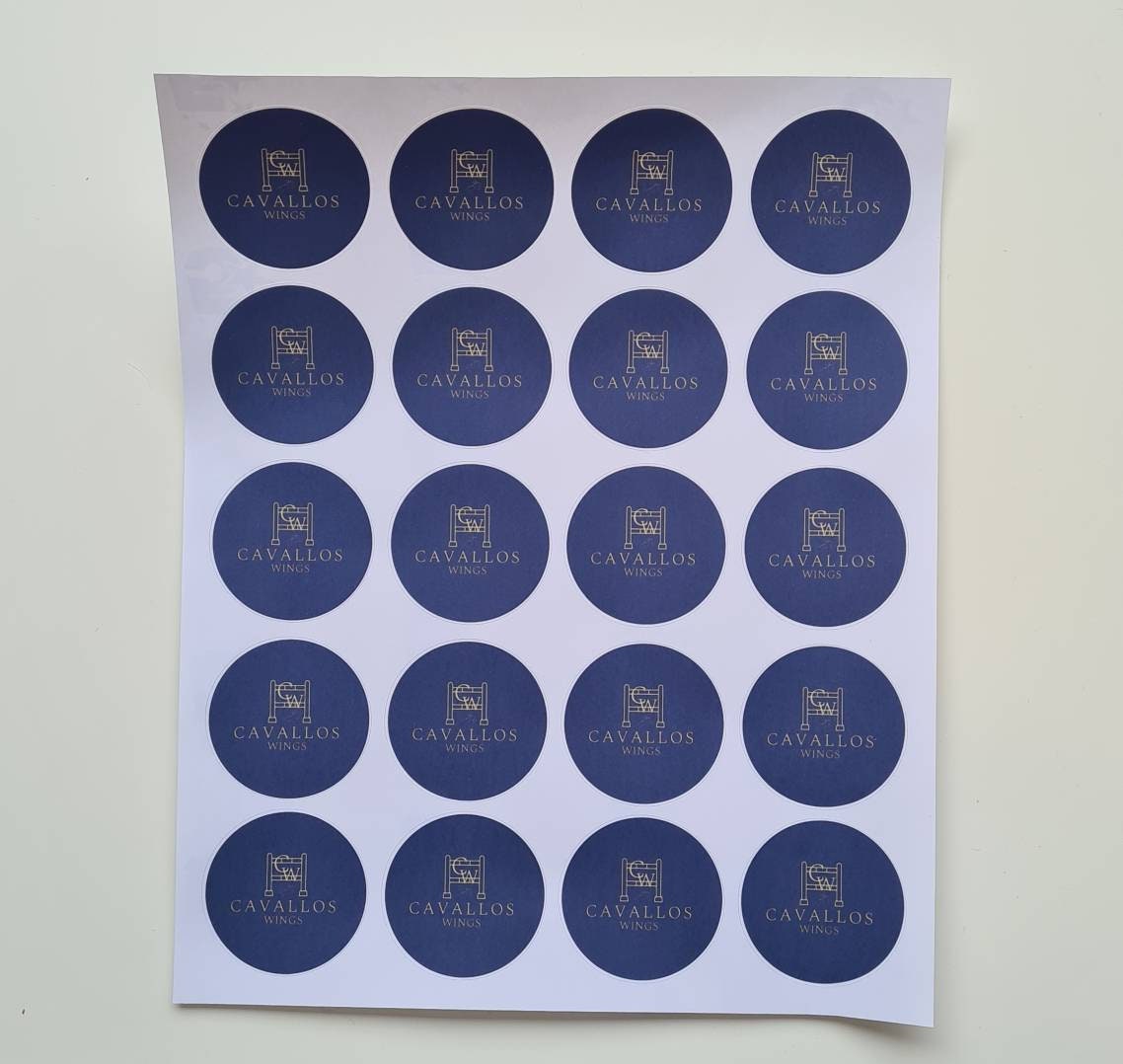 Matte Personalised logo stickers, own logo, small business tools, 20 per sheet,