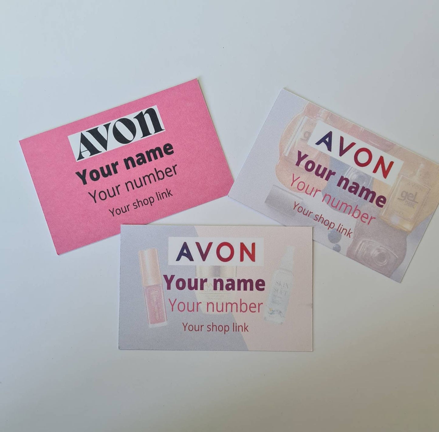 Avon business cards matte finish, new customer cards, calling cards, custom cards, Personalised cards, new rep cards