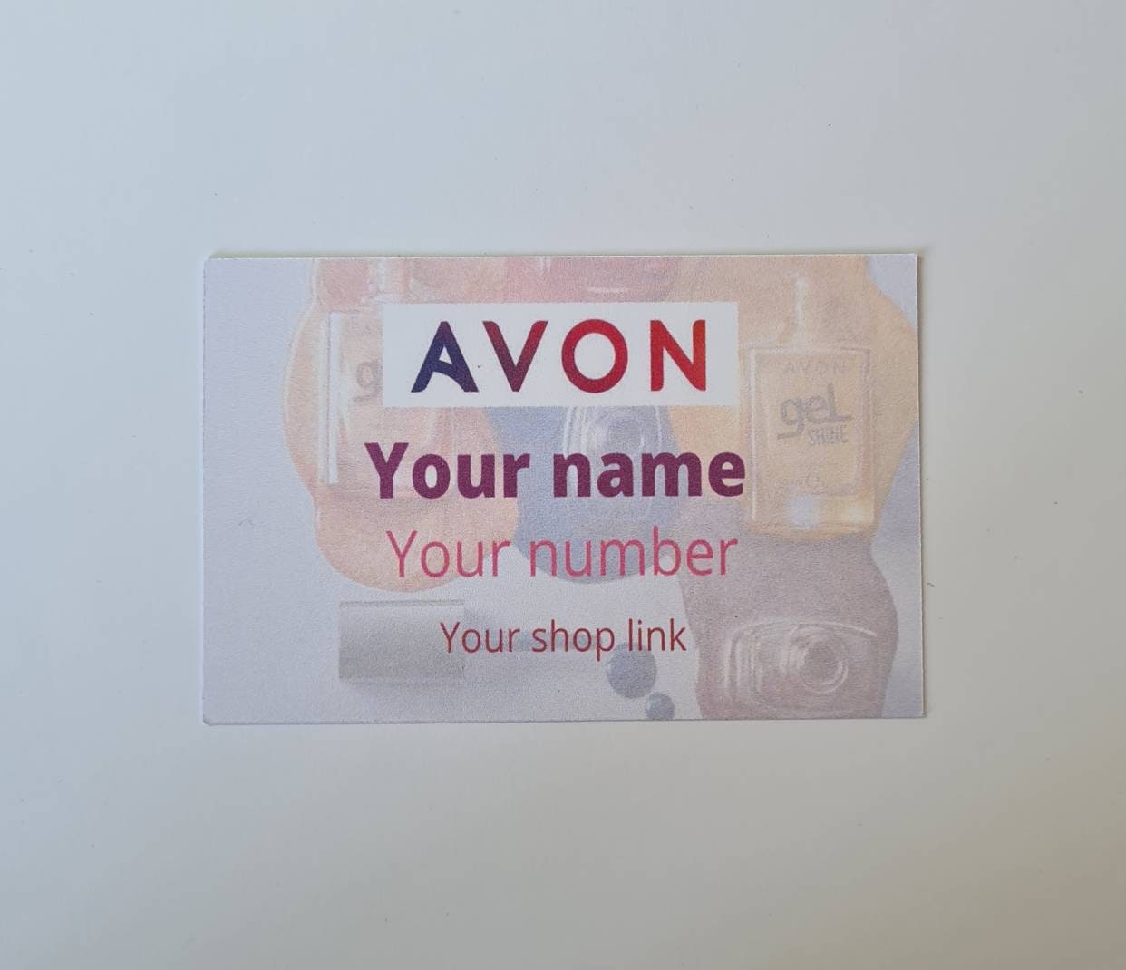 Avon business cards matte finish, new customer cards, calling cards, custom cards, Personalised cards, new rep cards
