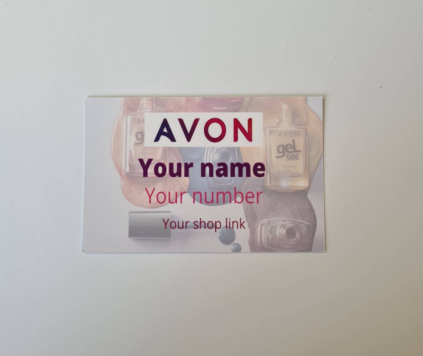 Avon business cards gloss finish, new customer cards, calling cards, custom cards, Personalised cards