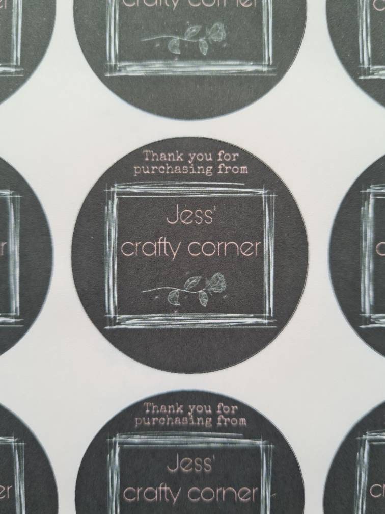 Matte Personalised logo stickers, own logo, small business tools, 20 per sheet,