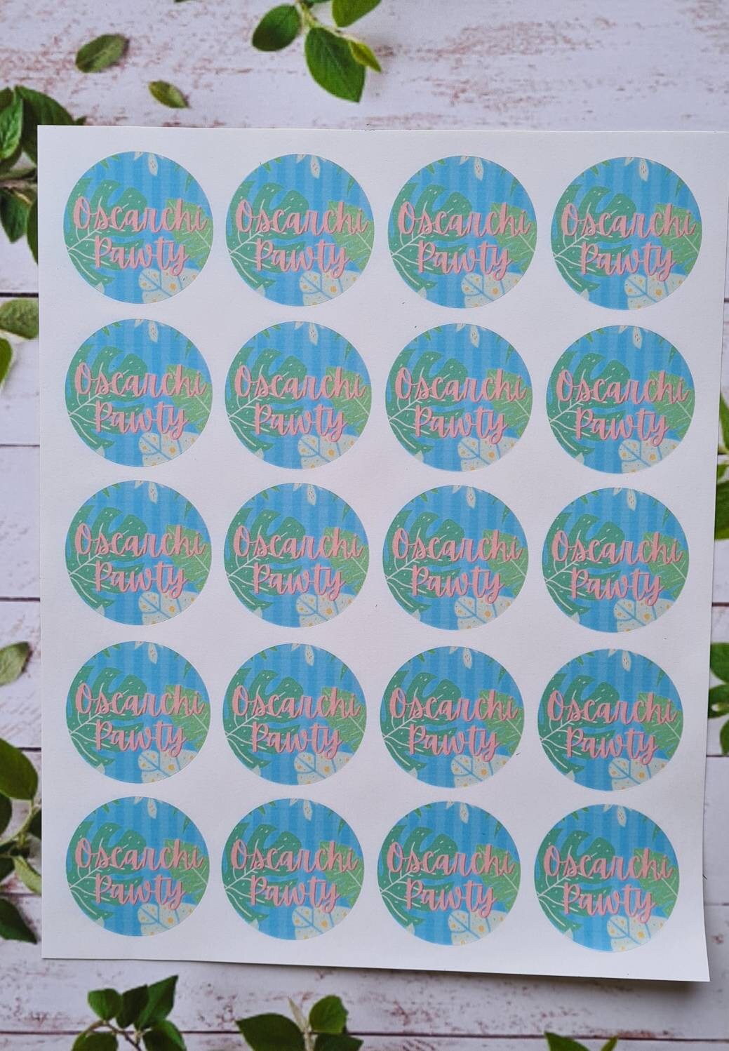 Matte Personalised logo stickers, own logo, small business tools, 20 per sheet,