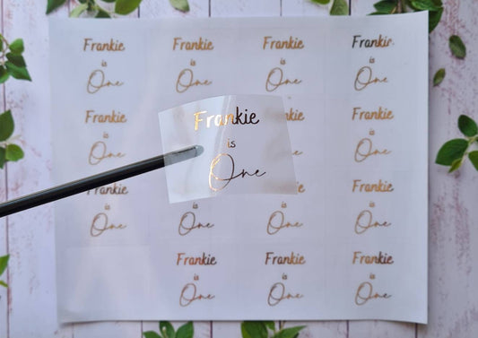 Transparent metallic Personalised logo stickers, foil stickers, own logo, see through, translucent stickers, clear stickers, small business