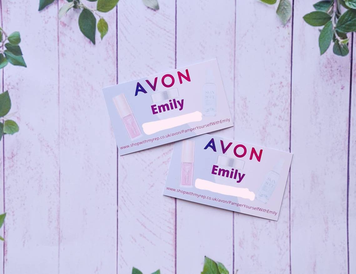 Avon business cards gloss finish, new customer cards, calling cards, custom cards, Personalised cards