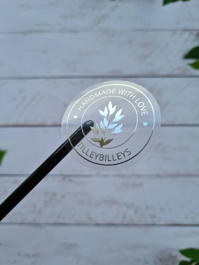 Transparent metallic Personalised stickers, foil stickers, see through, translucent stickers, clear stickers, small business, handcraft