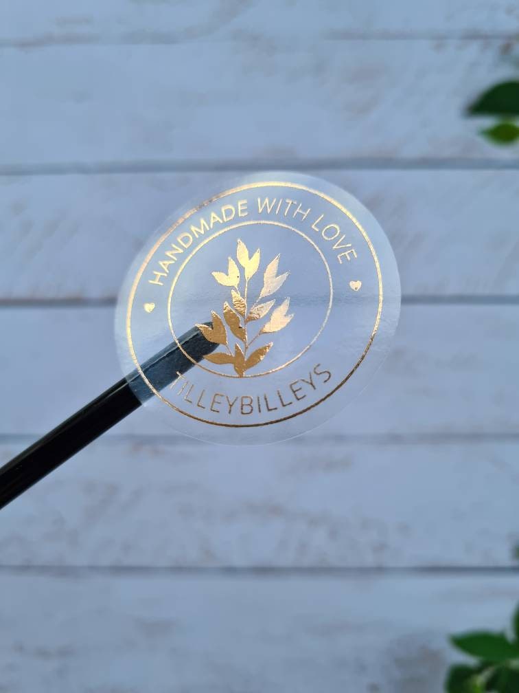 Transparent metallic Personalised stickers, foil stickers, see through, translucent stickers, clear stickers, small business, handcraft