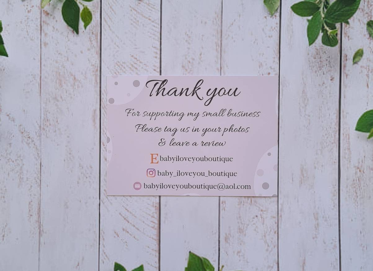 Custom thank you cards, Personalised with own logo and information, small business tools, custom made, thank you message
