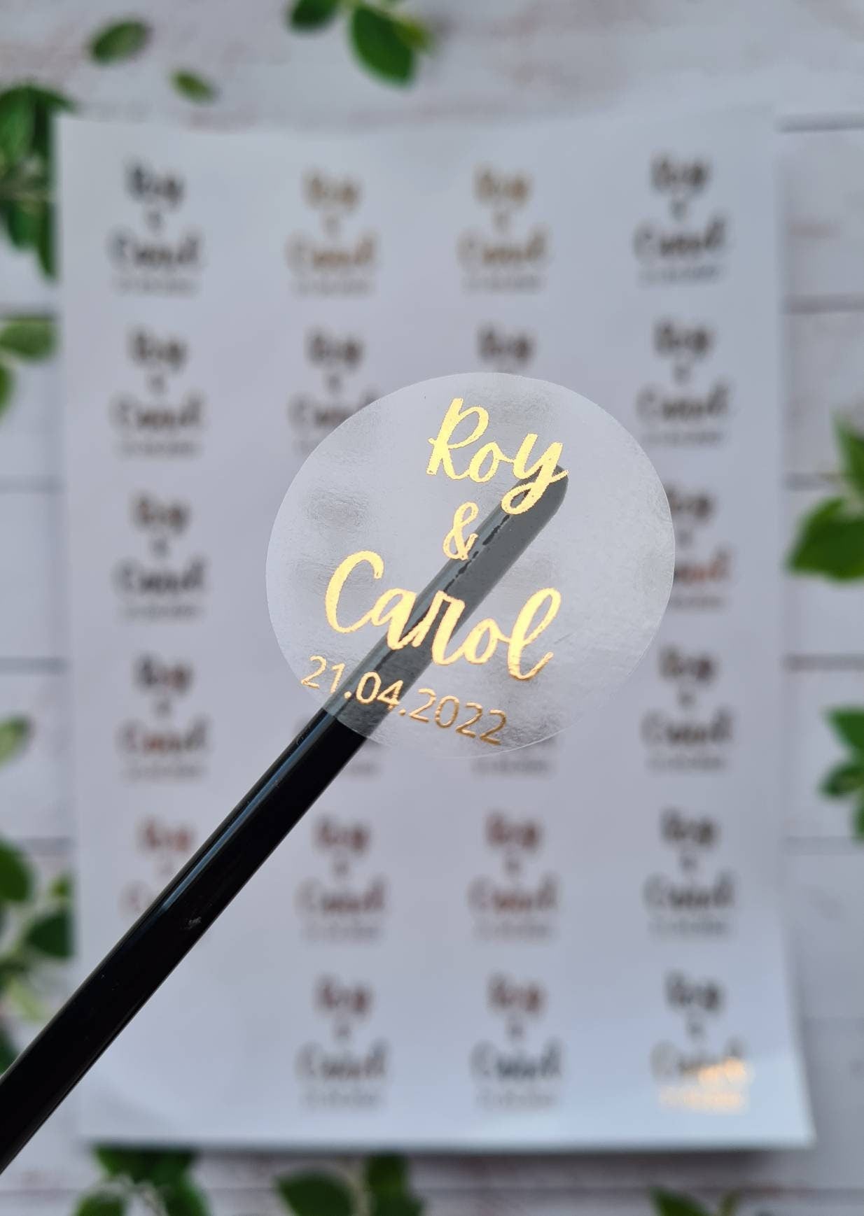 Transparent metallic confetti cone stickers, foil stickers, see through, translucent stickers, clear stickers, wedding favours,