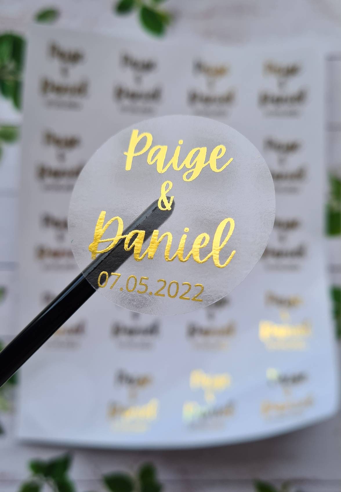 Transparent metallic confetti cone stickers, foil stickers, see through, translucent stickers, clear stickers, wedding favours,