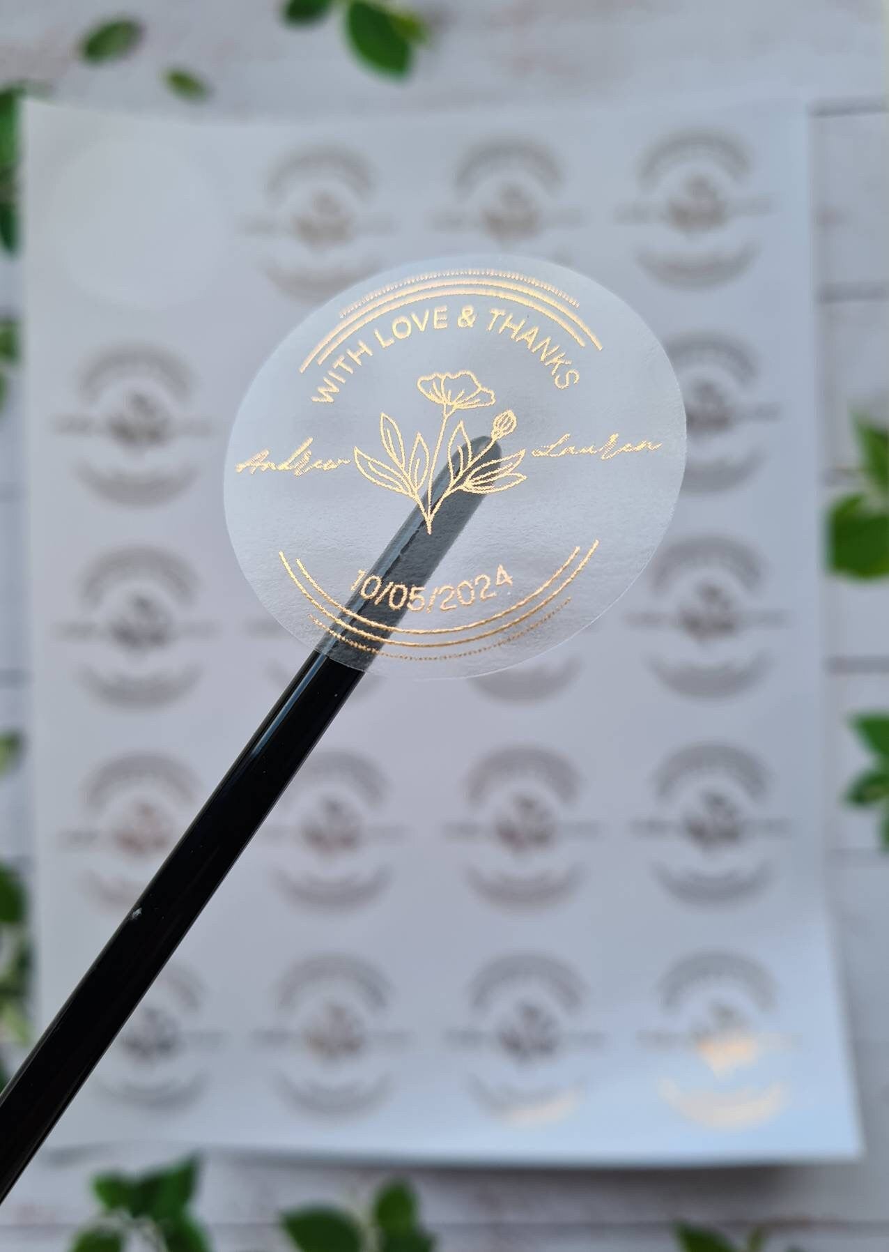 Transparent metallic save the date stickers, foil stickers, see through, translucent stickers, clear stickers, favours, wedding invites