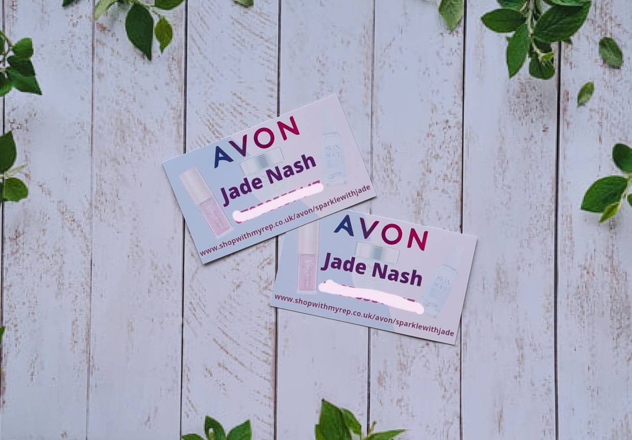 Avon business cards gloss finish, new customer cards, calling cards, custom cards, Personalised cards