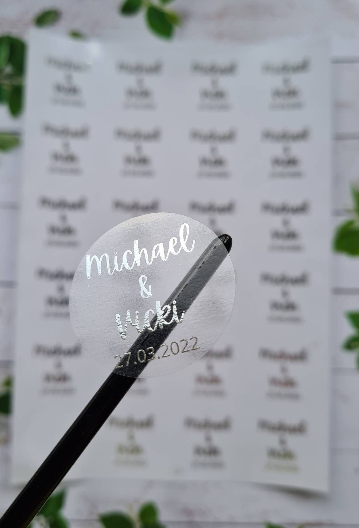 Transparent metallic confetti cone stickers, foil stickers, see through, translucent stickers, clear stickers, wedding favours,
