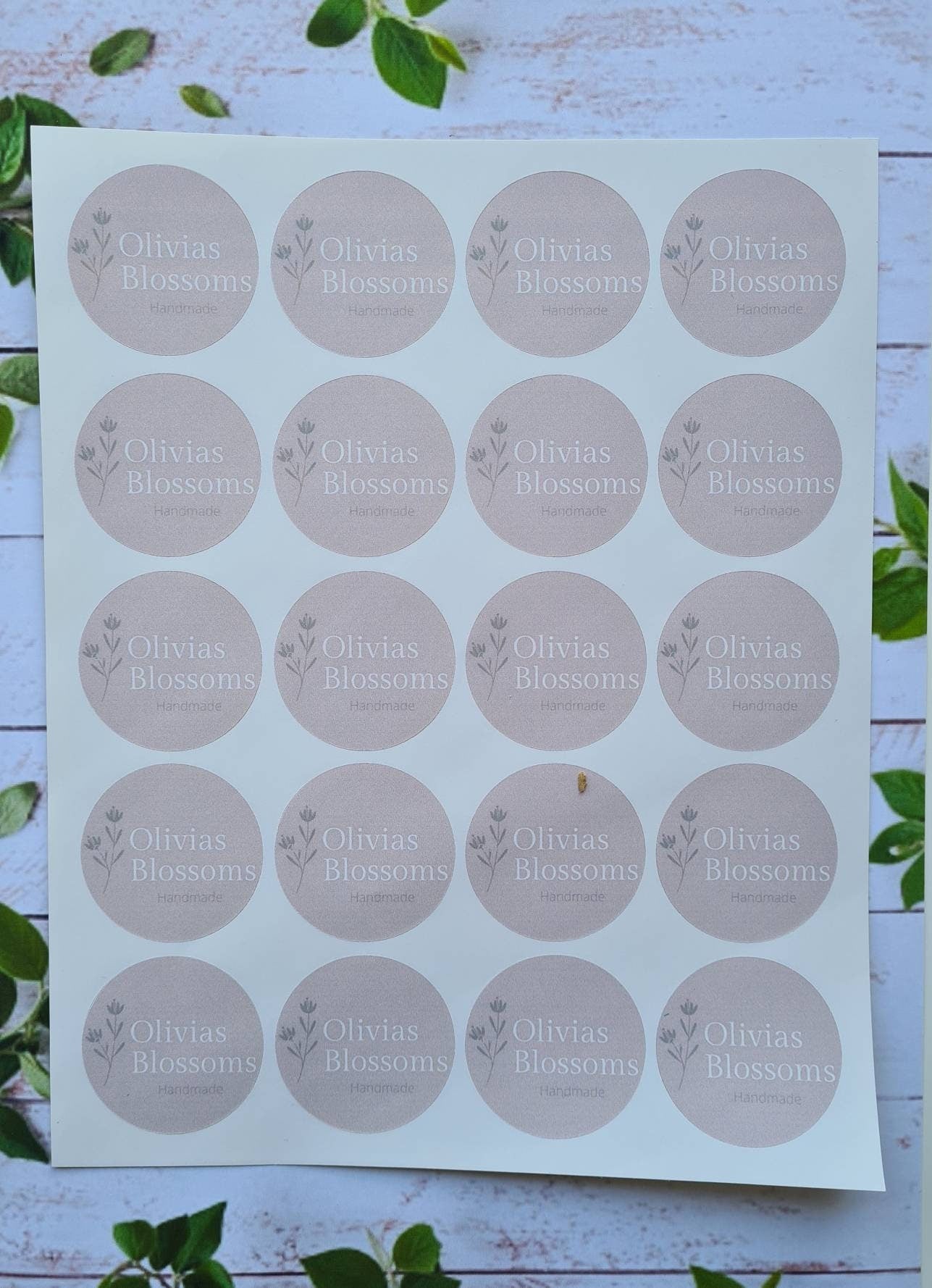 Matte Personalised logo stickers, own logo, small business tools, 20 per sheet,