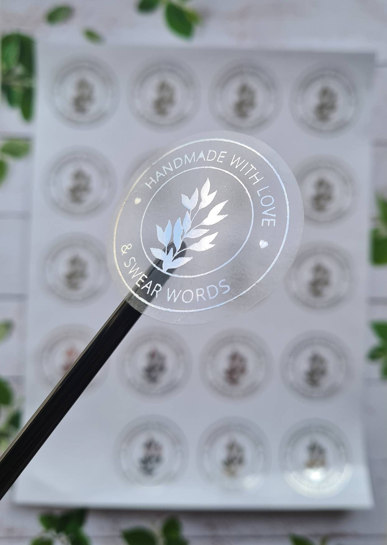 Transparent metallic Personalised stickers, foil stickers, see through, translucent stickers, clear stickers, small business, handcraft