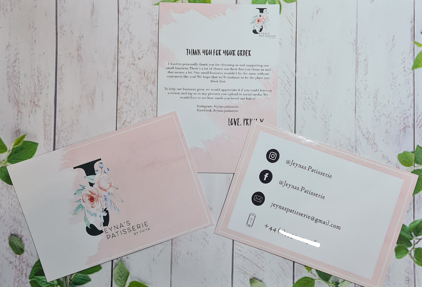 Custom thank you cards, Personalised with own logo and information, small business tools, custom made, thank you message