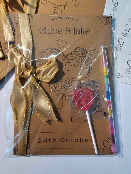 Children's wedding activity books with crayons, kids activity book, children's wedding favours