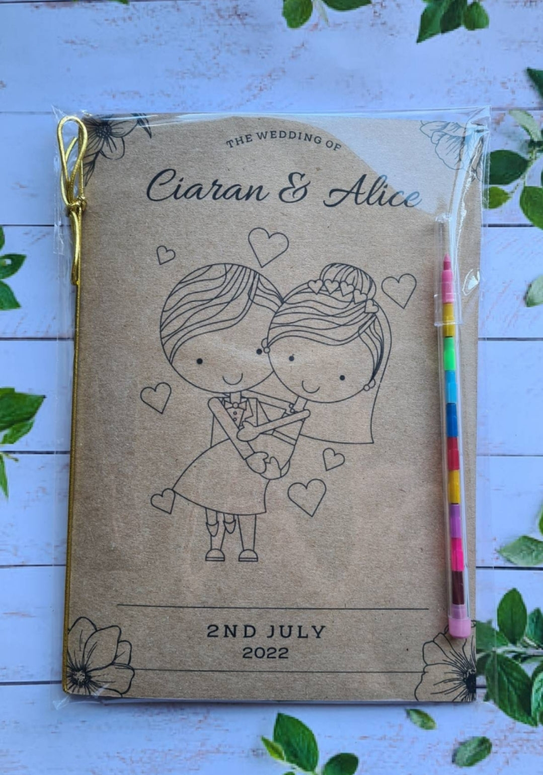 Children's wedding activity books with crayons, kids activity book, children's wedding favours