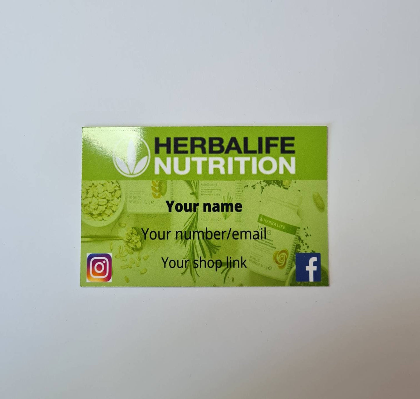 Herbalife business cards gloss finish, new customer cards, calling cards, custom cards, Personalised cards