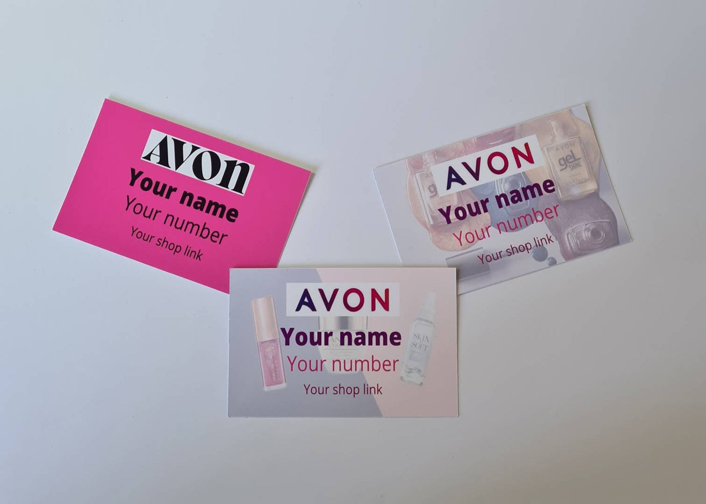 Avon business cards gloss finish, new customer cards, calling cards, custom cards, Personalised cards