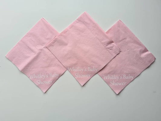Baby Pink Personalised napkins, party supplies, custom napkins, wedding napkins, serviettes, birthday, christening, anniversary, bar mitzvah
