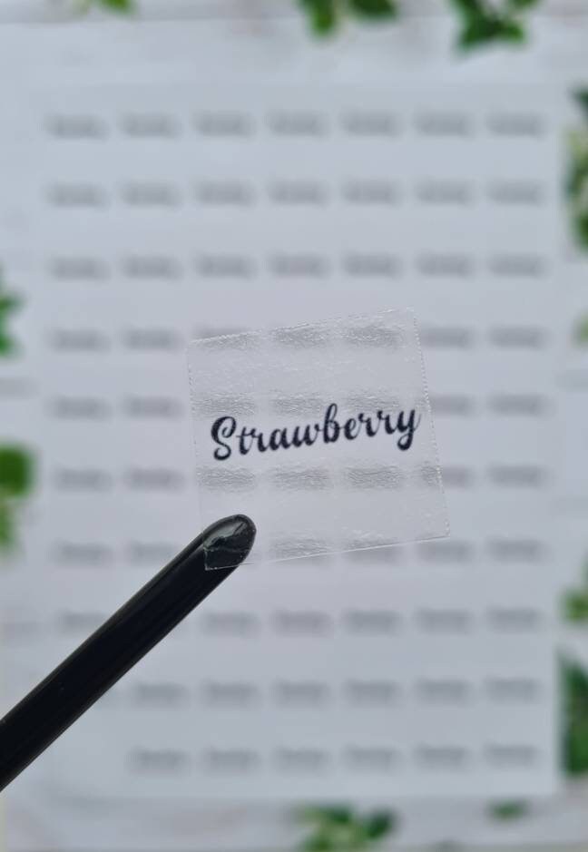 Transparent custom product flavour stickers, small business tools, see-through, translucent stickers, clear stickers, foil stickers