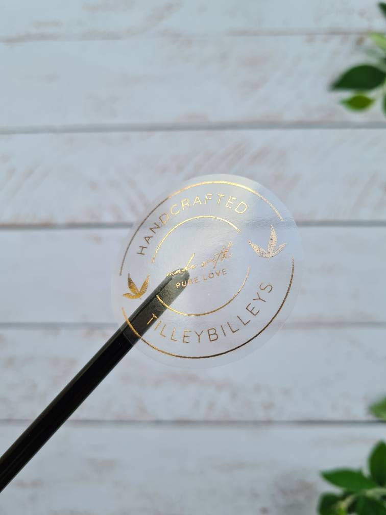 Transparent metallic Personalised stickers, foil stickers, see through, translucent stickers, clear stickers, small business, handcraft