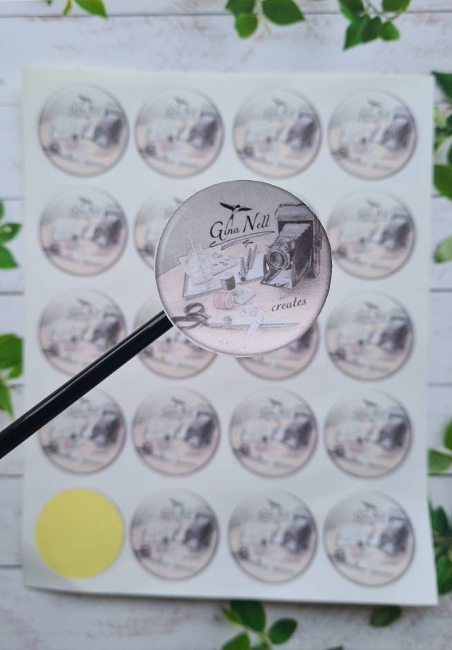 Matte Personalised logo stickers, own logo, small business tools, 20 per sheet,