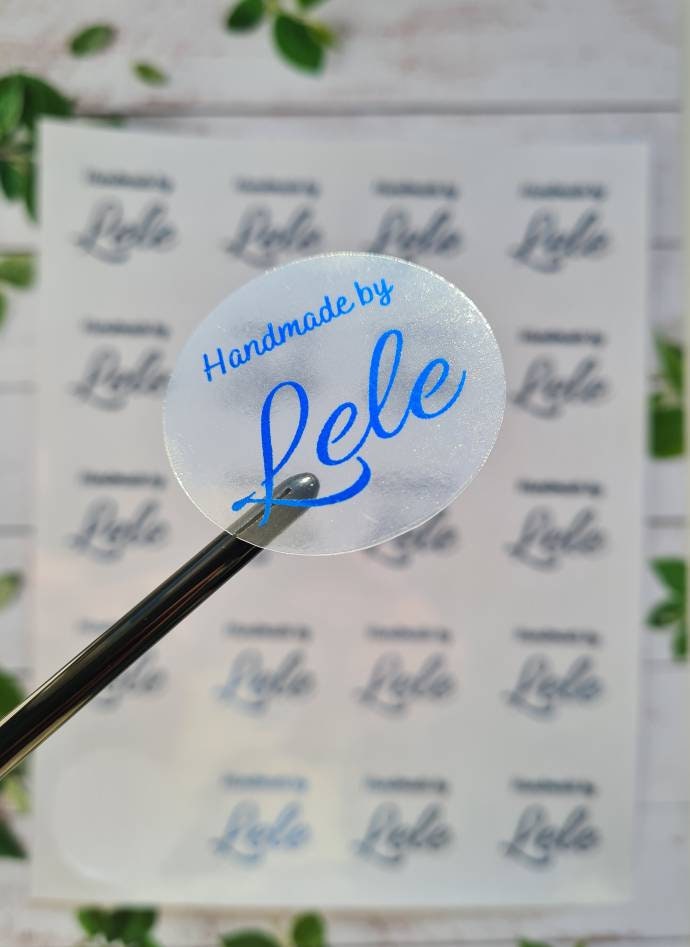 Transparent metallic Personalised logo stickers, foil stickers, own logo, see through, translucent stickers, clear stickers, small business
