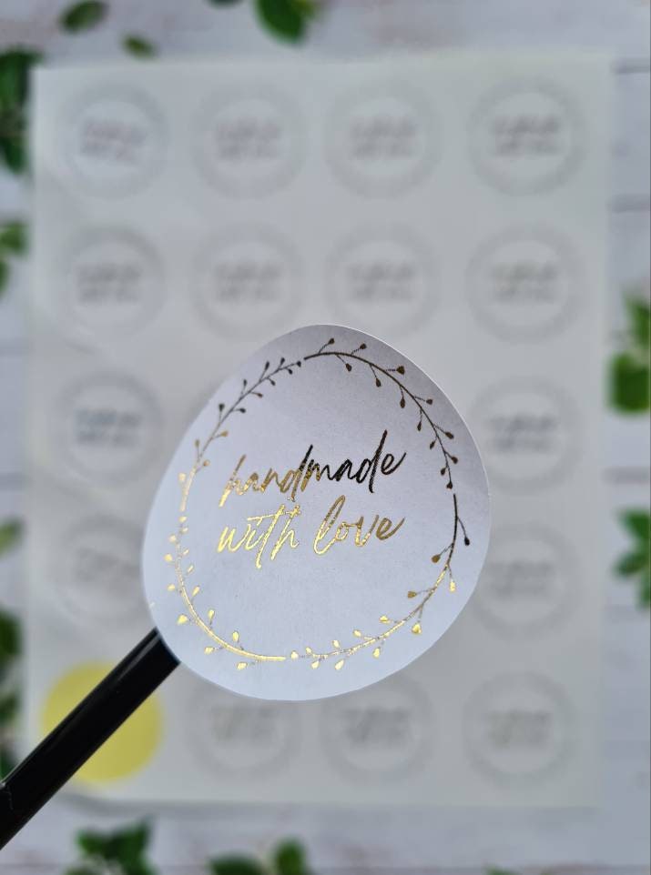 Foiled handmade stickers matt, sticker sheets, small business, wedding favours, christening, birthday party bags,