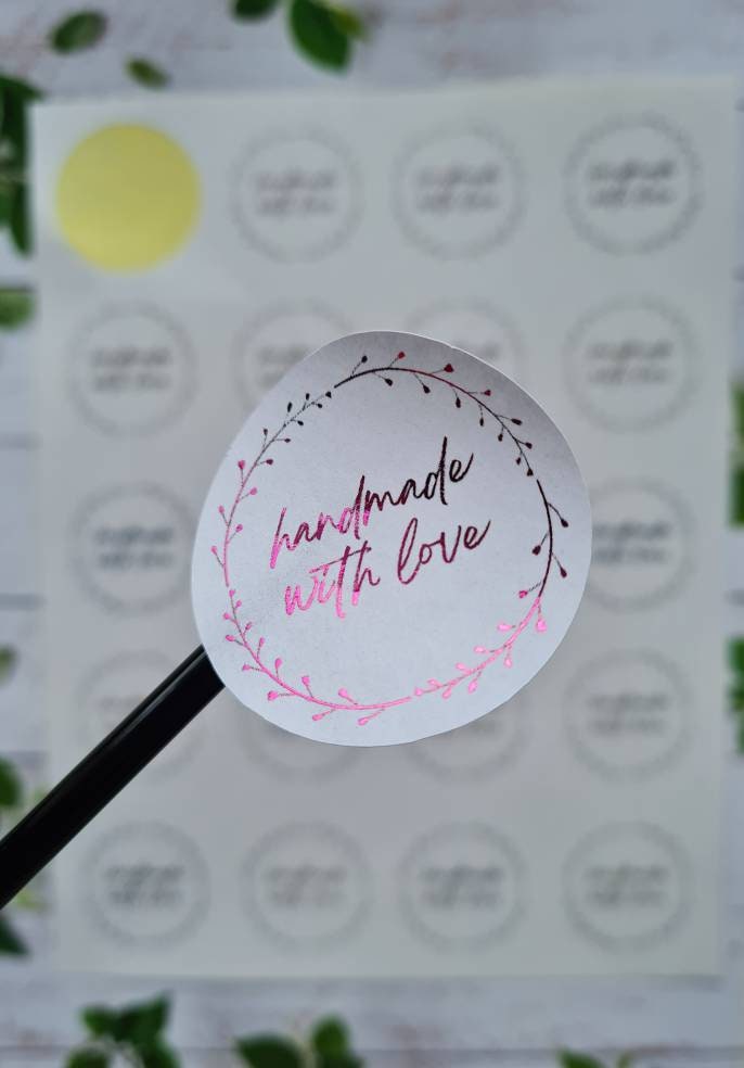 Foiled handmade stickers matt, sticker sheets, small business, wedding favours, christening, birthday party bags,