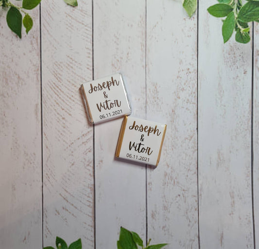 Personalised foiled text wedding favour chocolates, neapolitan Square chocolate, wedding gift, custom wedding favour, table decorations 20