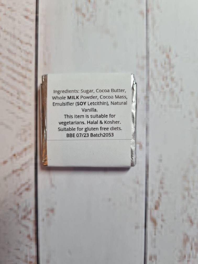Personalised foiled text wedding favour chocolates, neapolitan Square chocolate, wedding gift, custom wedding favour, table decorations 20