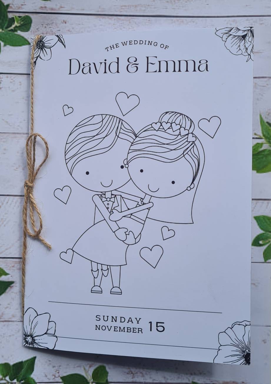 Children's wedding activity books with crayons, kids activity book, children's wedding favours