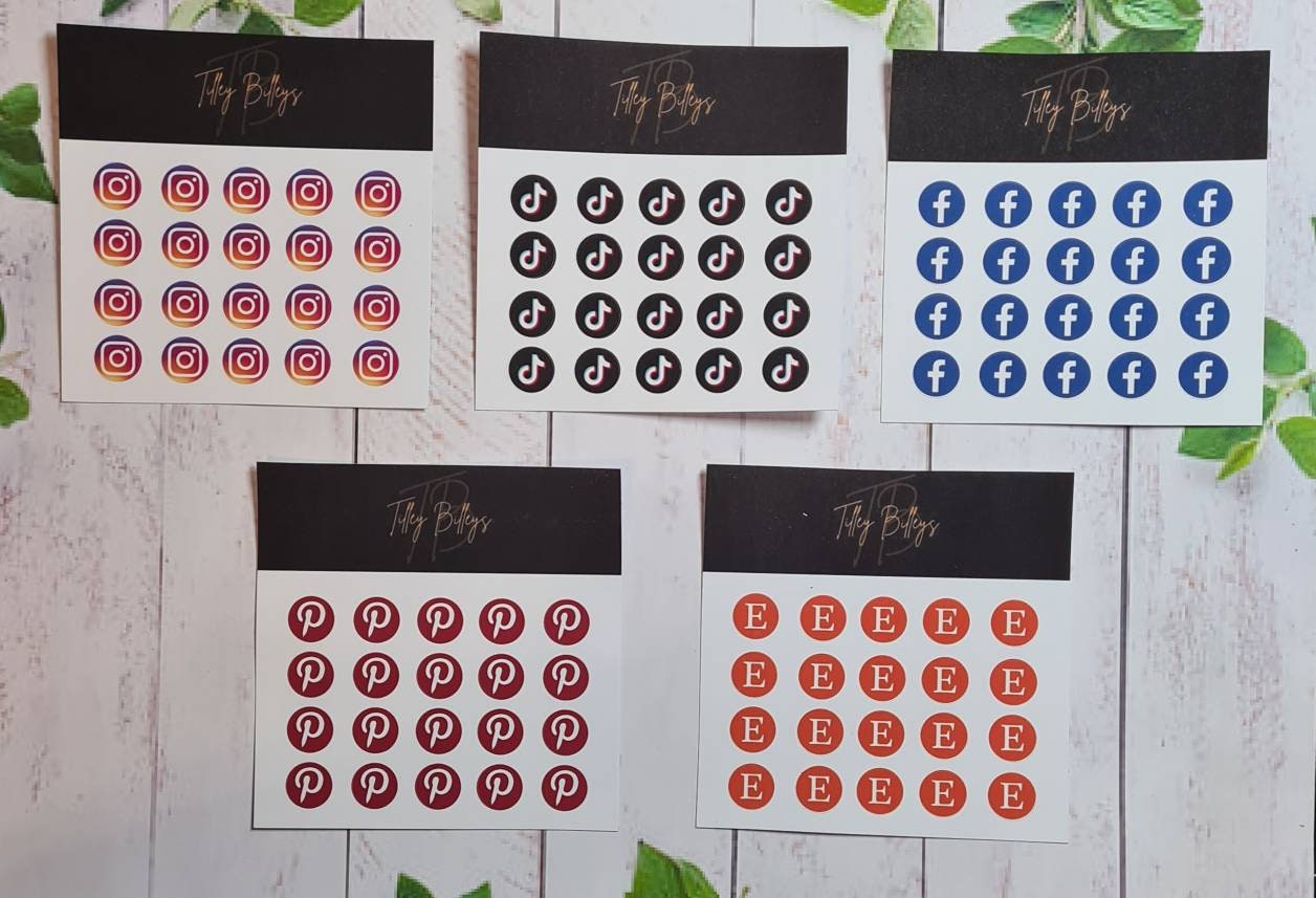 Social media icon planner stickers, functional icon stickers, bullet journal, content planner stickers