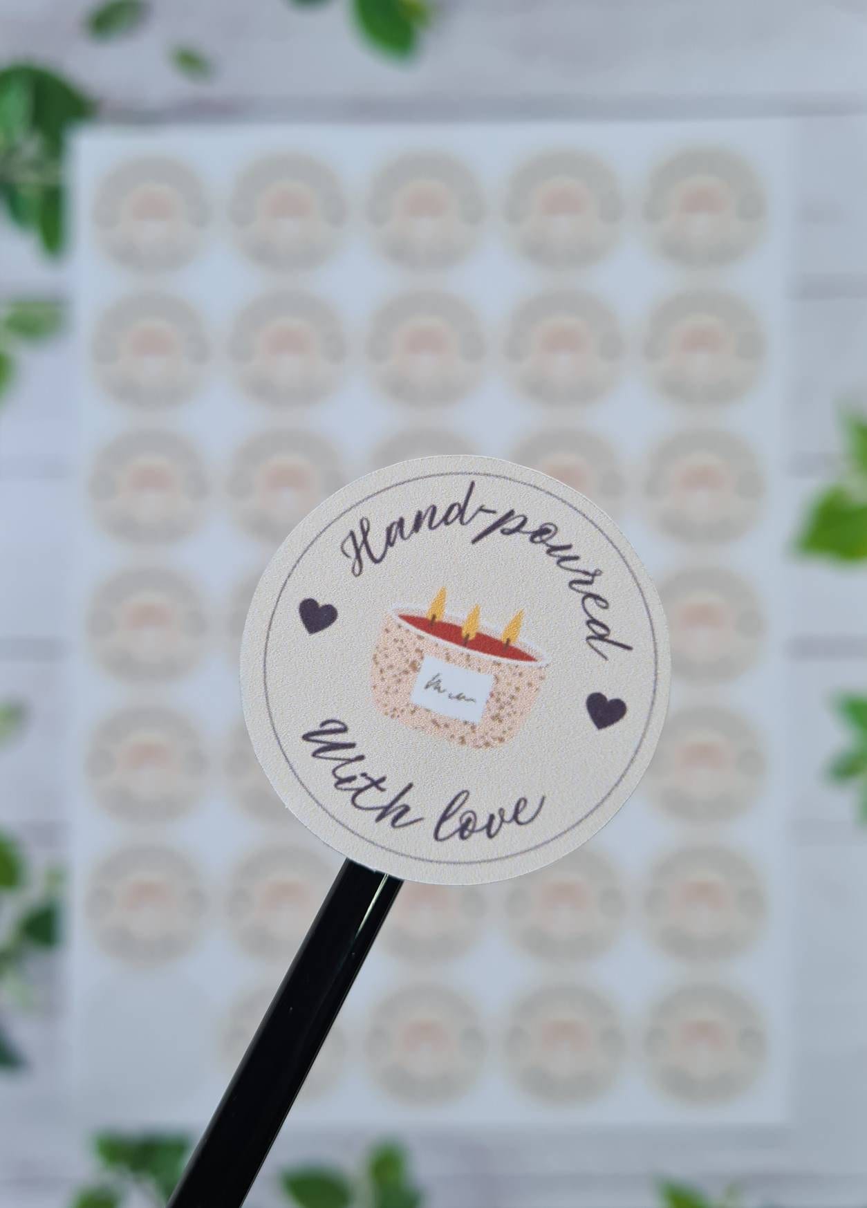 Hand poured with love stickers, small business tools, small business stationery, business labels, small business stickers, candle stickers